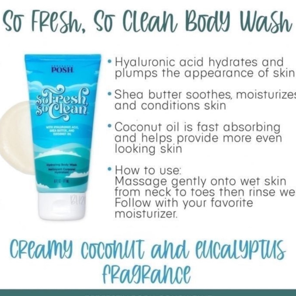 Perfectly Posh~So Fresh So Clean Body Wash💙🦋~New & Sealed